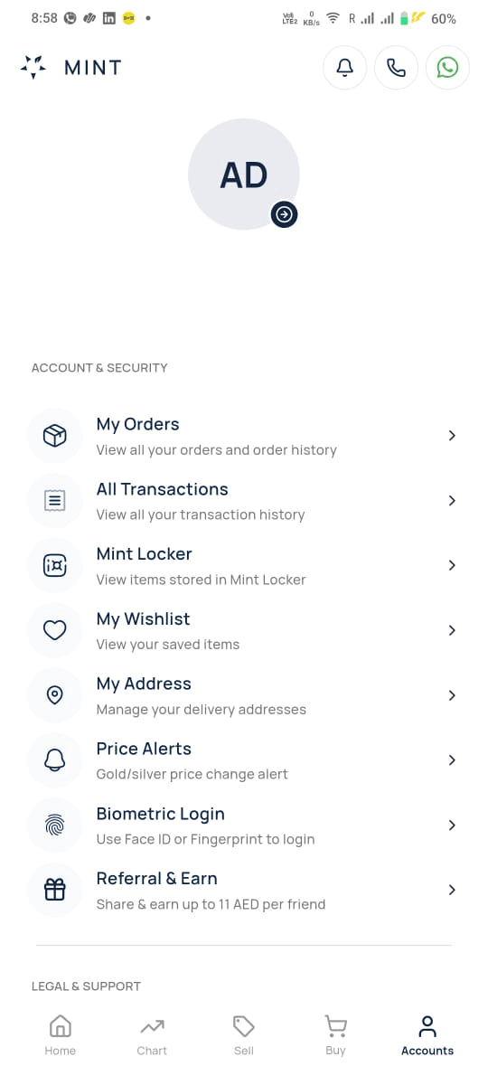 Track gold and silver portfolio in Mint Wealth app