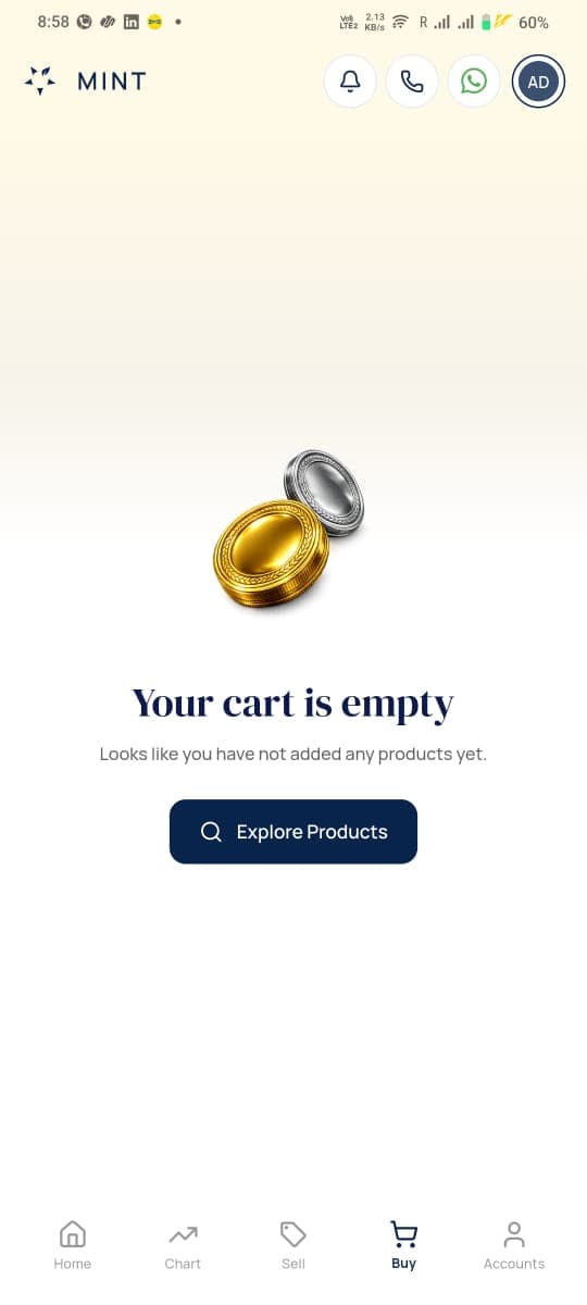 Buy gold in the Mint Wealth app