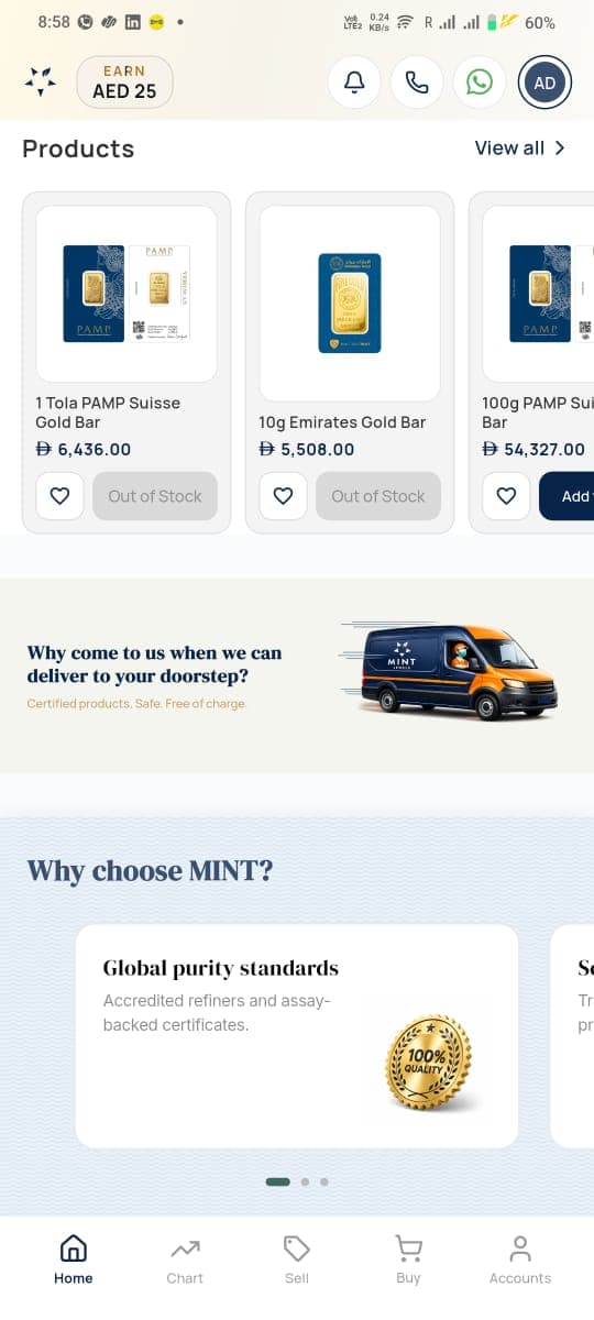 Mint Wealth price alerts for gold and silver in UAE